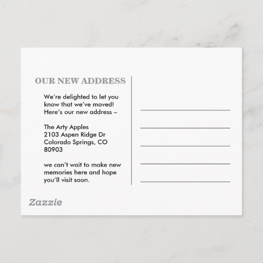 Editable Hello Neighbor,  New Address, intro Aankondigingskaart (Achterkant)