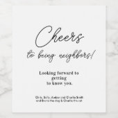 Editable Hello Neighbor,  New Address, Popcorn Wijn Etiket (Enkel label)