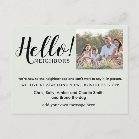 Editable "Hello Neighbor" Postcard | New Address, Aankondigingskaart (Voorkant)