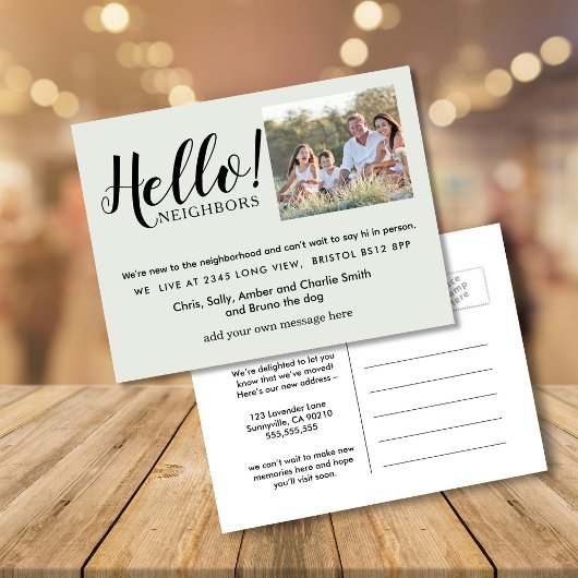 Editable "Hello Neighbor" Postcard | New Address, Aankondigingskaart