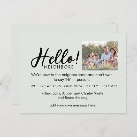 Editable "Hello Neighbor" Postcard | New Address, Aankondigingskaart (Voorkant / Achterkant)