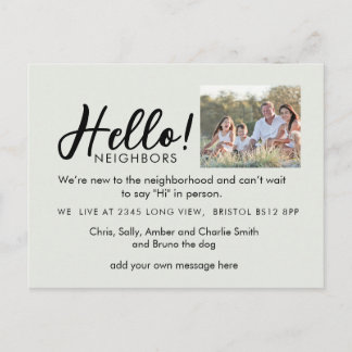 Editable "Hello Neighbor" Postcard | New Address, Aankondigingskaart