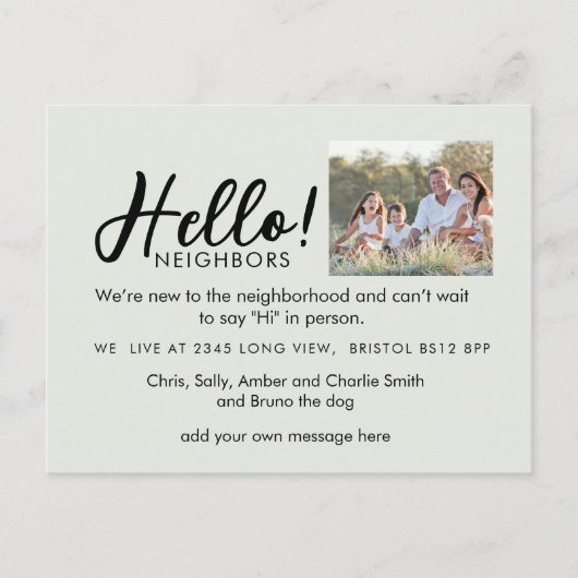 Editable "Hello Neighbor" Postcard | New Address,  Aankondigingskaart (Voorkant)