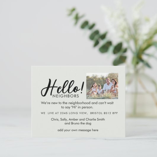 Editable "Hello Neighbor" Postcard | New Address, Aankondigingskaart (Staand voorkant)