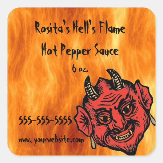 Editable Hell's Flame Hot Sauce Label (Voorkant)