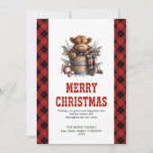 Editable highland cow Christmas holiday card Feestdagenkaart (Voorkant)