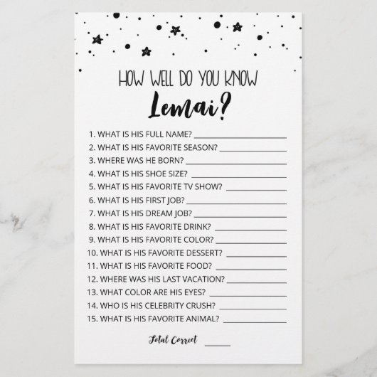 Editable Hoe goed ken je de jongen van de verjaard (Voorkant)