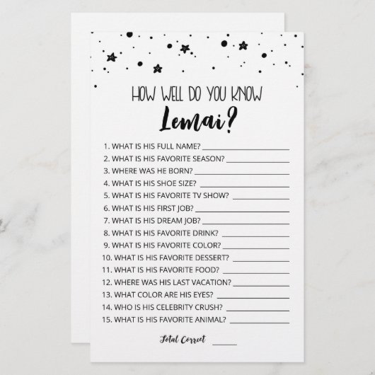 Editable Hoe goed ken je de jongen van de verjaard (Voorkant / Achterkant)