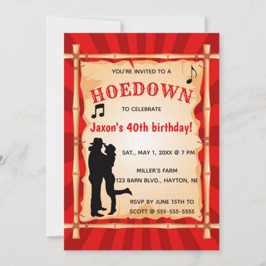 Editable Hoedown Shindig Land Westerne verjaardag Kaart (Voorkant)