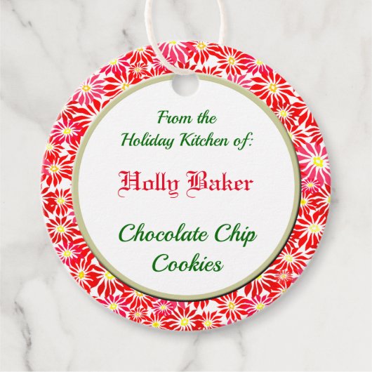 Editable Holiday Kitchen of Red Poinsettias Label (Voorkant)