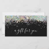 Editable Holographic Glitter Black Gift Certificat (Voorkant)