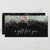 Editable Holographic Glitter Black Gift Certificat (Voorkant / Achterkant)