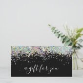 Editable Holographic Glitter Black Gift Certificat (Staand voorkant)