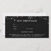 Editable Holographic Glitter Black Gift Certificat (Achterkant)