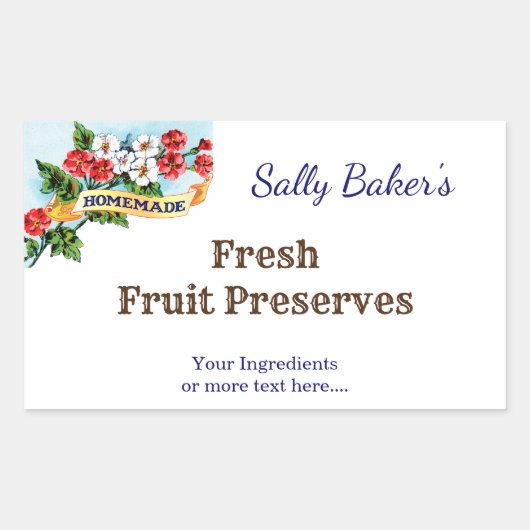 Editable Homemade Primrose Flowers  bakken Rechthoekige Sticker (Voorkant)