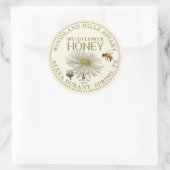 Editable Honey Jar Bee Wildflower Label Ivory (Tas)