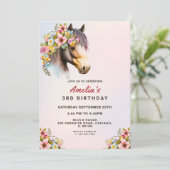 Editable Horse Birthday Invitation for Girls Kaart (Staand voorkant)