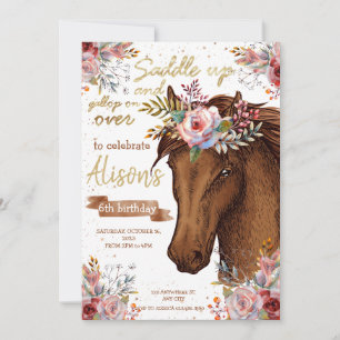 Editable Horse Cowgirl feestje Kaart