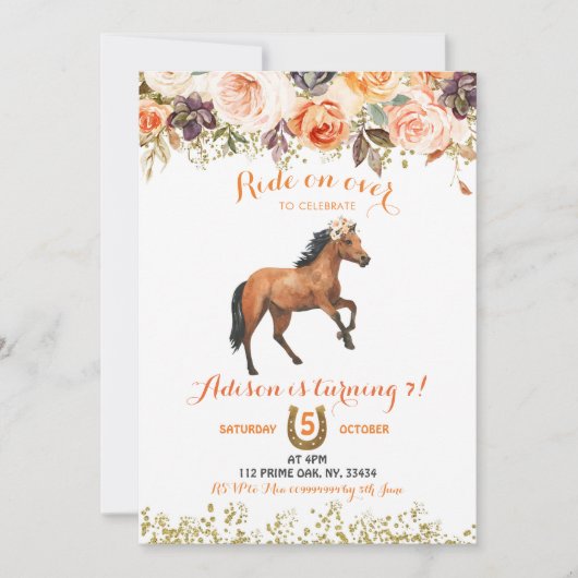 Editable Horse Cowgirl Uitnodiging (Voorkant)
