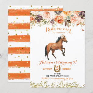 Editable Horse Cowgirl Uitnodiging