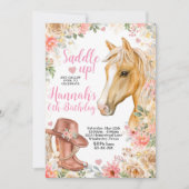 EDITABLE Horse Verjaardag Uitnodiging, Cowgirl Uit Kaart (Voorkant)