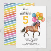 Editable Horse-verjaardagsuitnodiging // Regenboog Kaart (Voorkant / Achterkant)