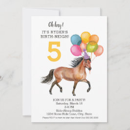 Editable Horse-verjaardagsuitnodiging // Regenboog Kaart