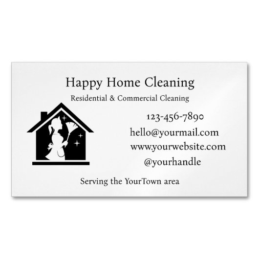 Editable House Cleaning Business Card  Magnetisch Visitekaartje (Voorkant)