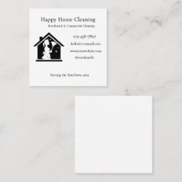 Editable House Cleaning Business Card Vierkante Visitekaartje
