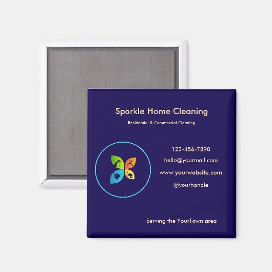 Editable House Cleaning Business Magnet Modern Des (Voorkant / Achterkant)