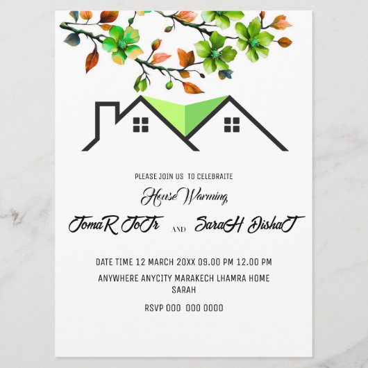 Editable House Warming Invitation, House Warming P Kaart (Voorkant)
