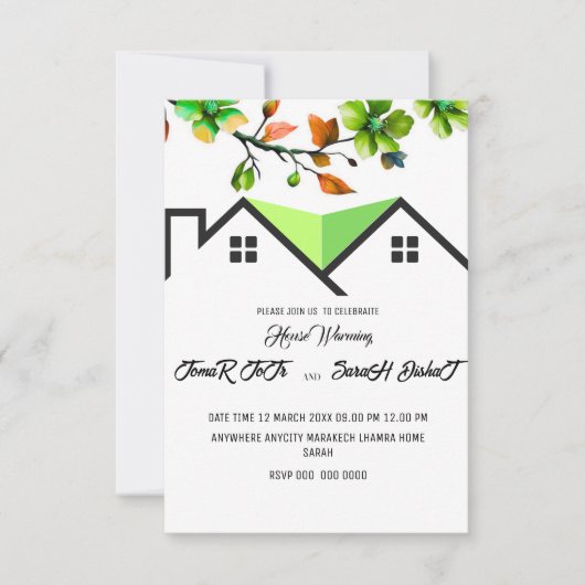 Editable House Warming Invitation, House Warming P RSVP Kaartje (Voorkant)
