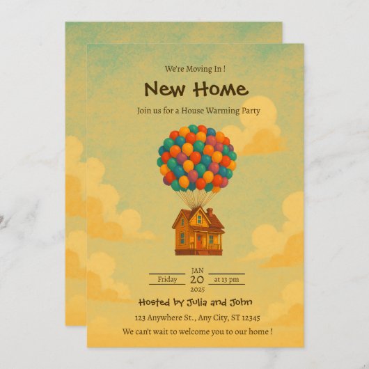 Editable Housewarming Invitation Kaart (Voorkant / Achterkant)