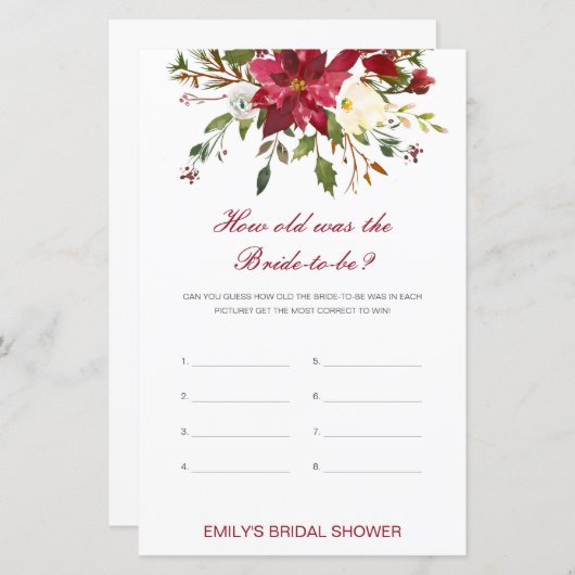 Editable How old was Bride Vrijgezellenfeest Game (Voorkant / Achterkant)