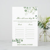 Editable How old were they Bridal Shower Game (Staand voorkant)