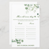 Editable How old were they Bridal Shower Game (Voorkant / Achterkant)