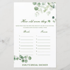 Editable How old were they Bridal Shower Game
