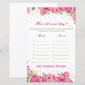Editable How old were they Bridal Shower Game (Voorkant / Achterkant)