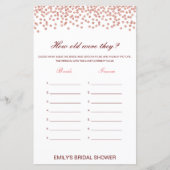 Editable How old were they? Bridal Shower Game (Voorkant)