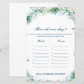 Editable How old were they Bridal Shower Game (Voorkant / Achterkant)