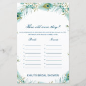 Editable How old were they Bridal Shower Game (Voorkant)