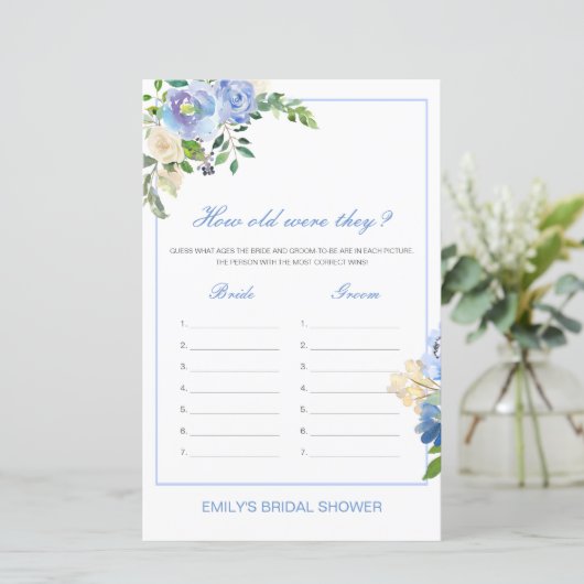 Editable How old were they Bridal Shower Game (Staand voorkant)