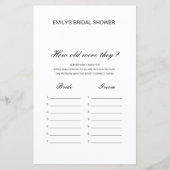 Editable How old were they Bridal Shower Game (Voorkant)