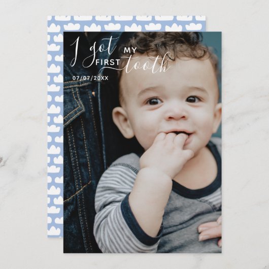 Editable Ik heb mijn eerste tandenkaart Feestdagenkaart (Voorkant / Achterkant)