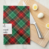Editable Initial andl Name Green Red Holiday Plaid Theedoek (Quarter Fold)