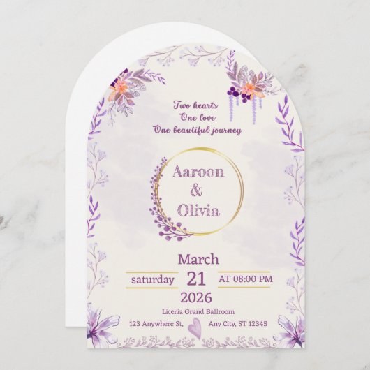 Editable Intimate Garden Wedding Invitation Kaart (Voorkant / Achterkant)