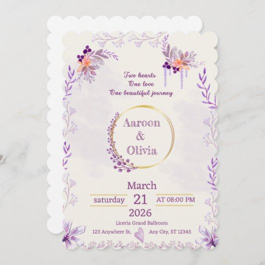 Editable Intimate Garden Wedding Invitation Kaart (Voorkant / Achterkant)