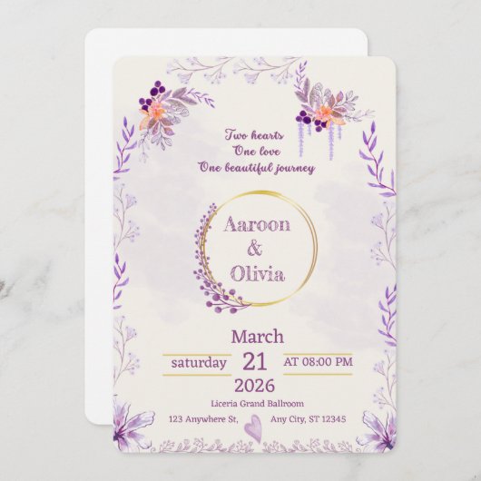 Editable Intimate Garden Wedding Invitation Kaart (Voorkant / Achterkant)