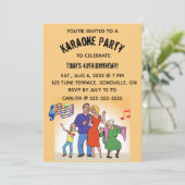Editable Karaoke Birthday Party Kaart (Staand voorkant)