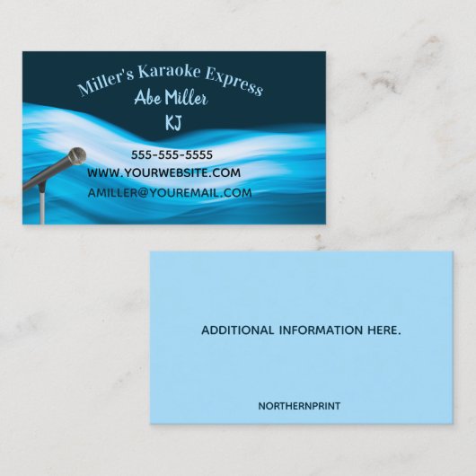 Editable Karaoke Jockey Microphone Visitekaartje (Voorkant / Achterkant)